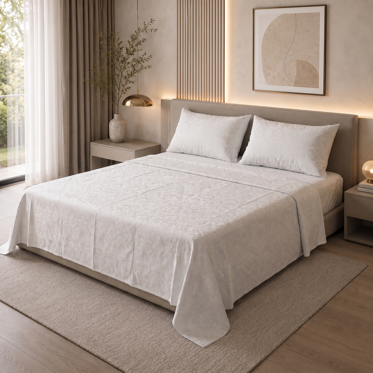 Parure de Lit 100% Coton 6 Pièces — 240x260 Modèle 2