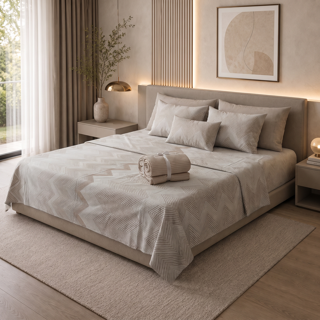 Parure de Lit 100% Coton 6 Pièces — 240x260 Modèle 3