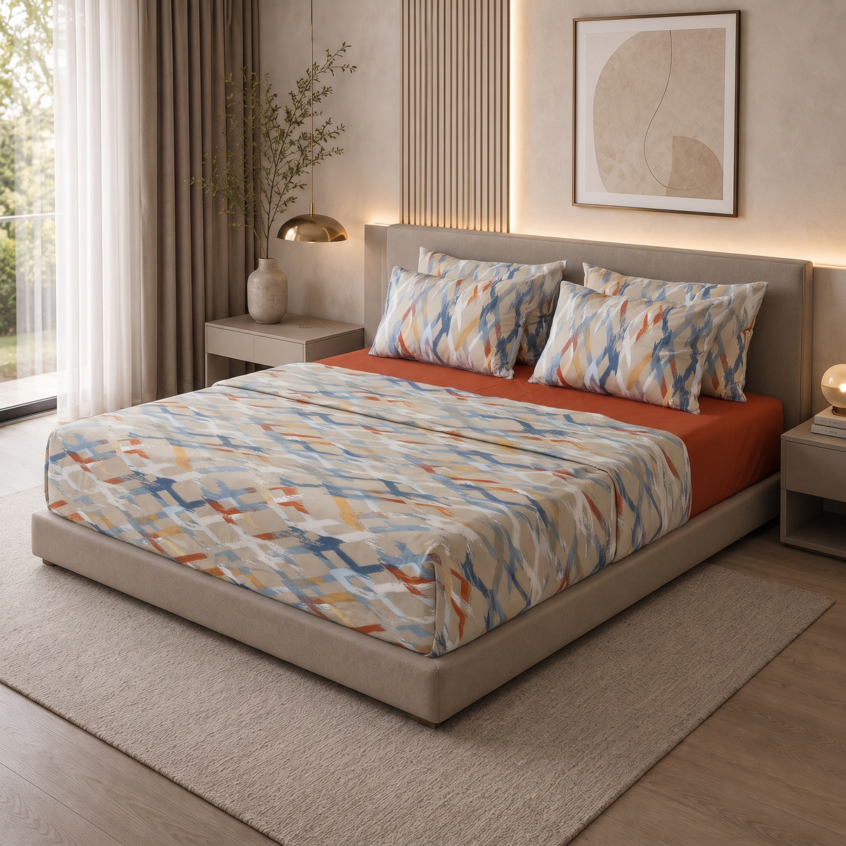 Parure de Lit 100% Coton 6 Pièces — 240x260 Modèle 4