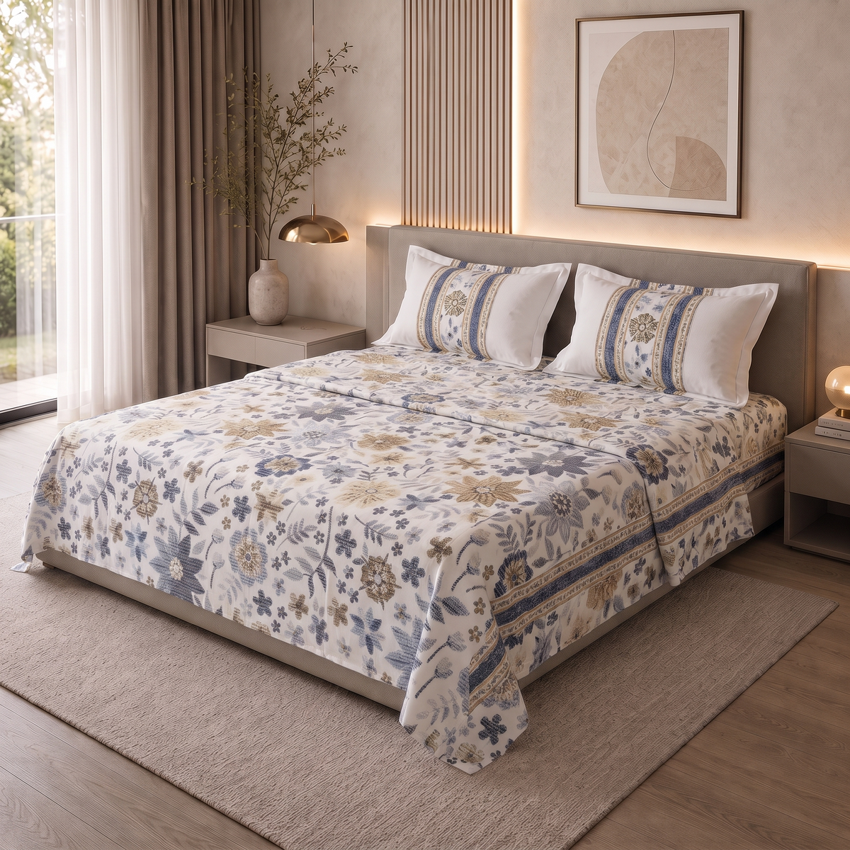 Parure de Lit 100% Coton 6 Pièces — 240x260 Modèle 5