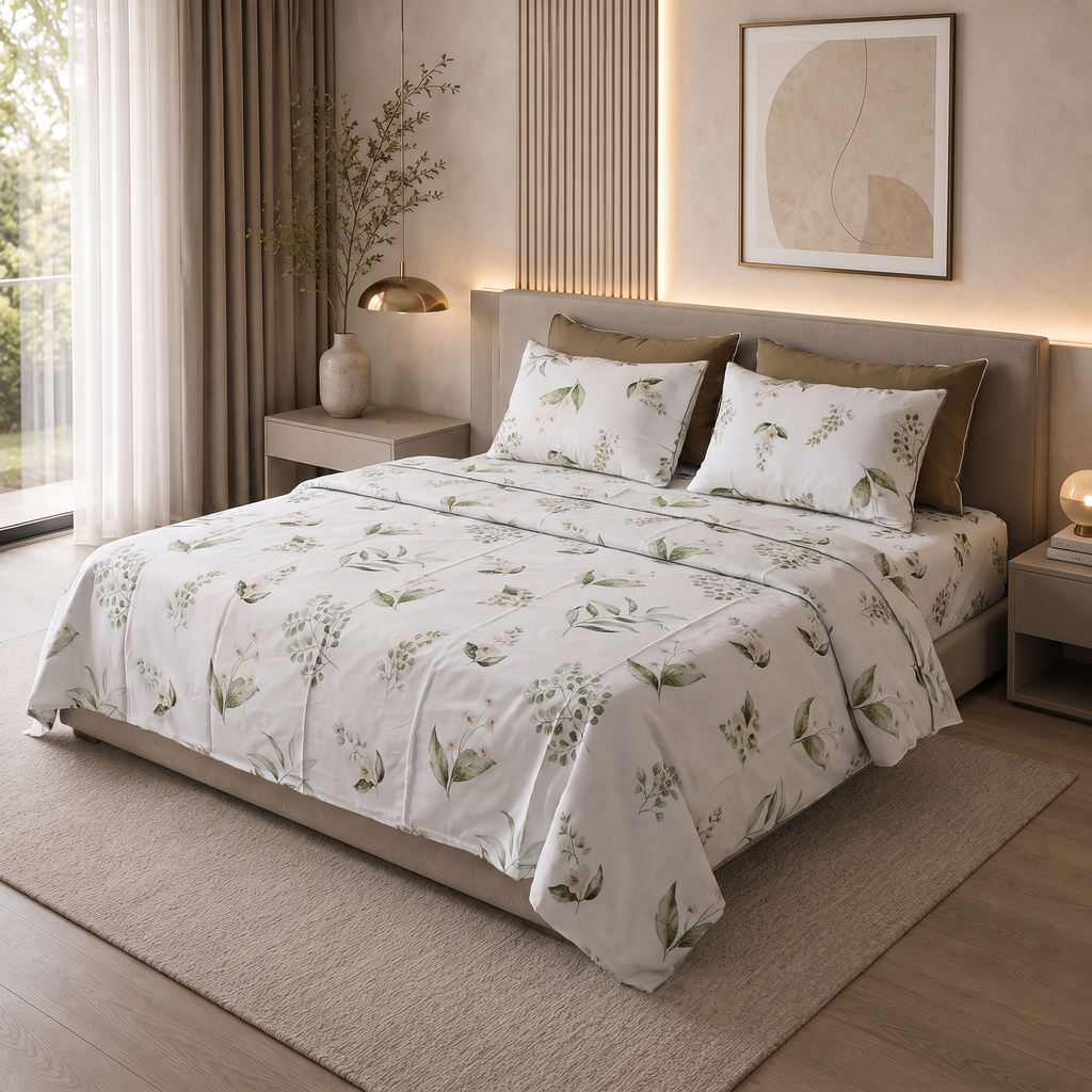 Parure de Lit Satin de Coton 6 Pièces — 240x260 Modèle 6