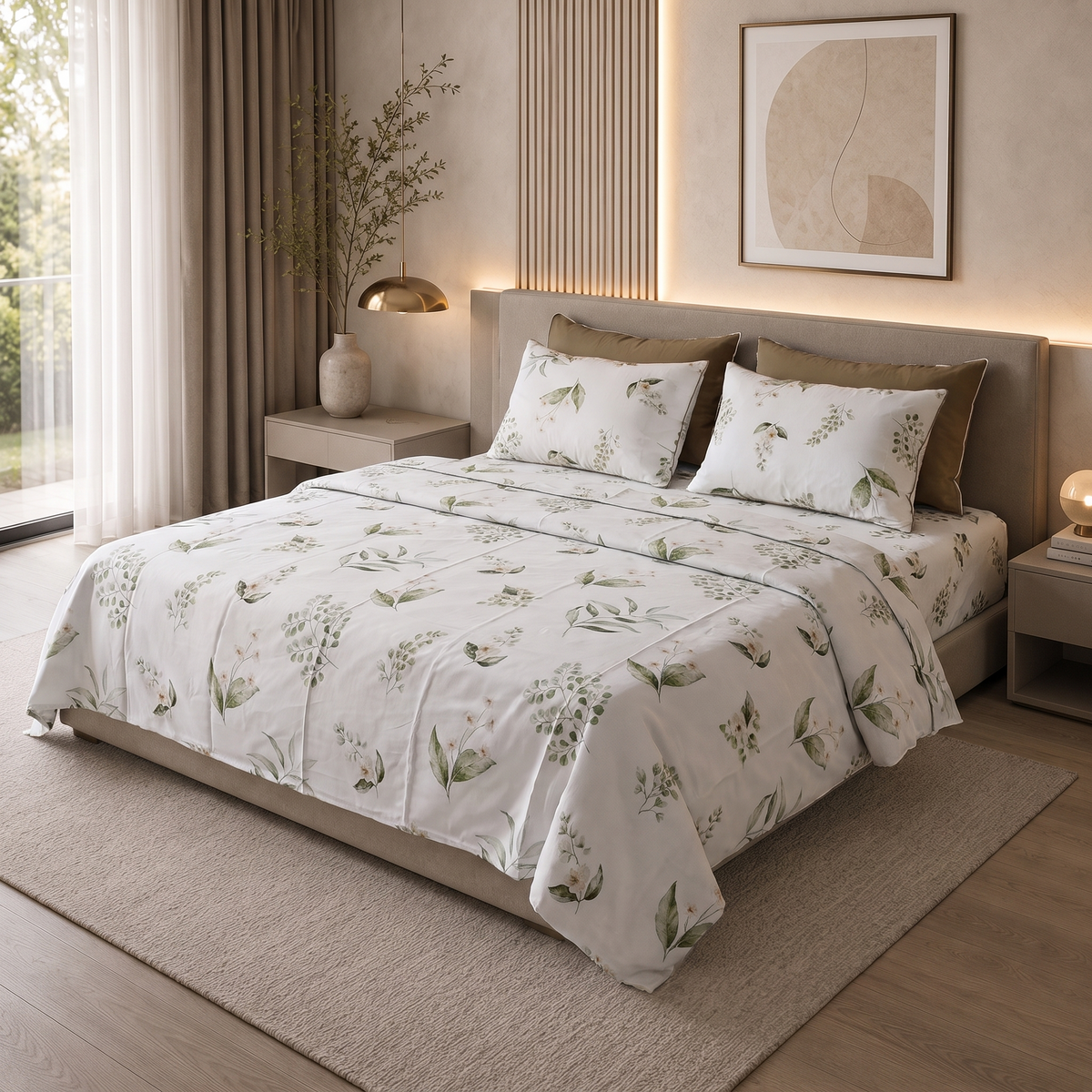 Parure de Lit Satin de Coton 6 Pièces — 240x260 Modèle 6