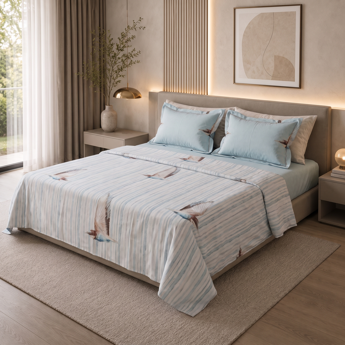 Parure de Lit Satin de Coton 6 Pièces — 240x260 Modèle 7
